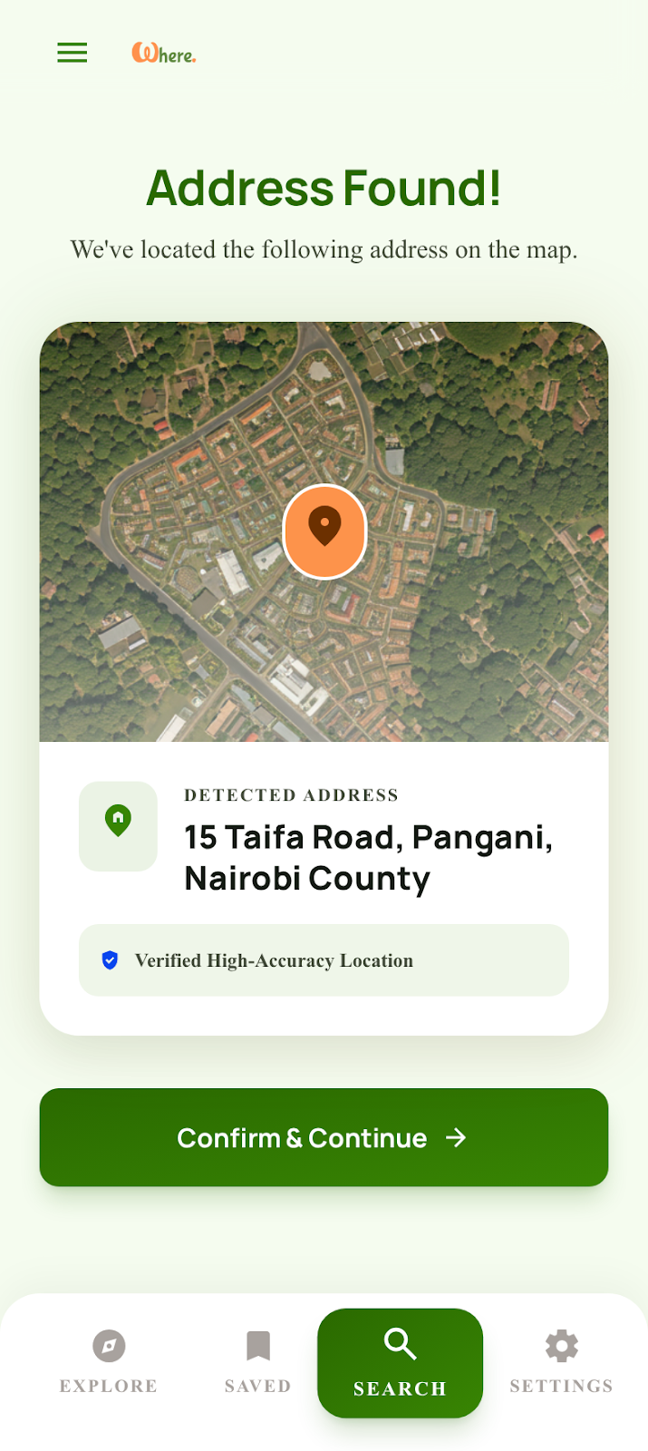 Woman smiling while using the Where Address app